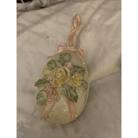 Victorian vintage ornaments heart lace gold pink Glass Flower Cherubs papermache - Picture 7 of 16